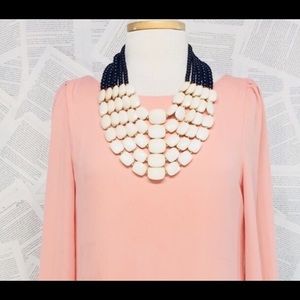 Navy cream statement necklace.